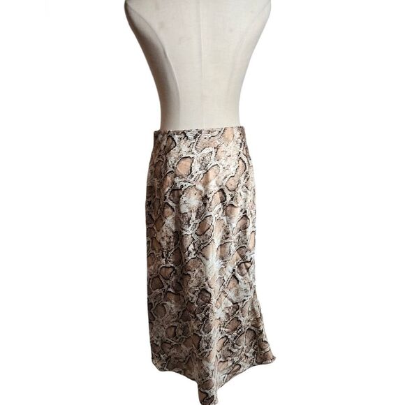Essue Reptile Snake Print Satin Midi Skirt - Picture 4 of 6